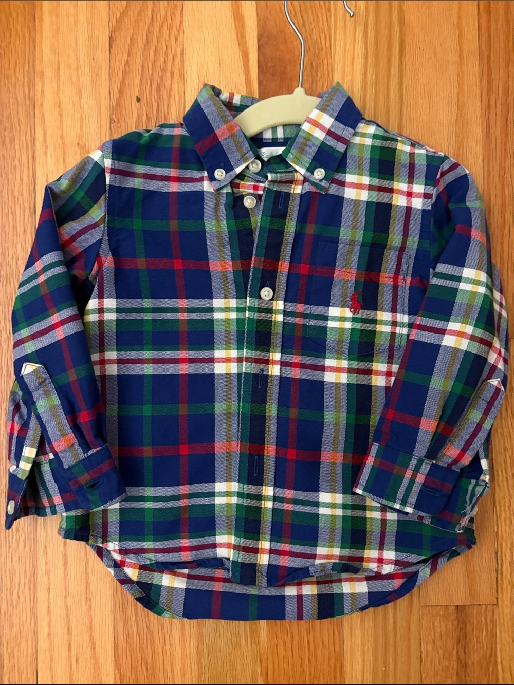 Polo by Ralph Lauren Navy Green Red Plaid Button-Down Shirt for Baby